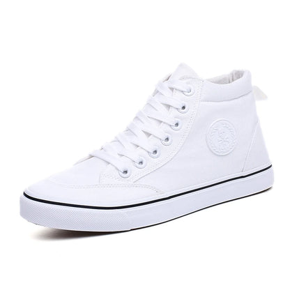 Sko menn Spring Autumn Lace-Up High Top Style Men Vulcanize Shoes Fashion Flats Youth Men Canvas Shoes Sneakers