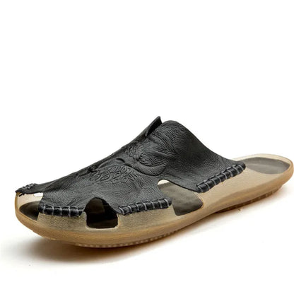 Mixidelai nova kakovostna usnja usnja nedrseči moški moški na plaži sandali udobni poletni čevlji moški copati klasika moški flip flops