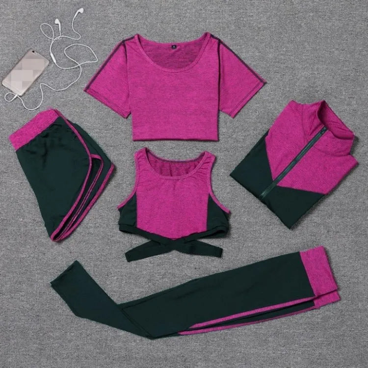 5pcs Training Womens Tracksuits Breathable Gym Wear Elastic Slim Quick Dry Compression Suit Outdoor Fitness Woman Sport Clothes