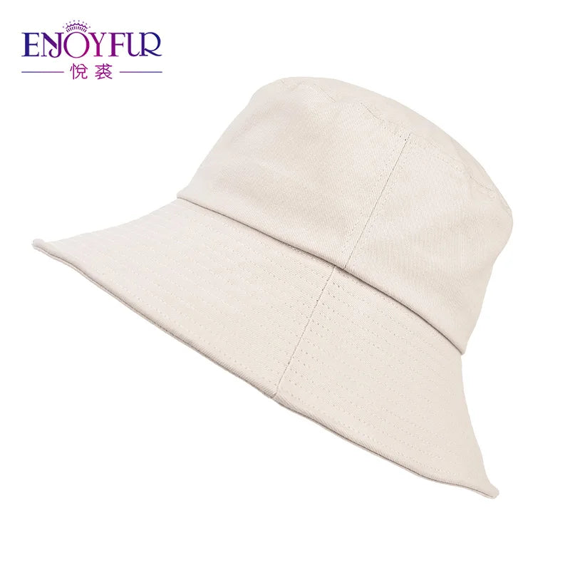 ENJOYFUR Summer Cotton Bucket Hat For Women Hip Hop Outdoor Caps Fishermen Sun hats