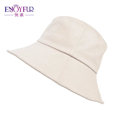 ENJOYFUR Summer Cotton Bucket Hat For Women Hip Hop Outdoor Caps Fishermen Sun hats