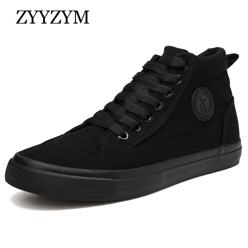 Sko menn Spring Autumn Lace-Up High Top Style Men Vulcanize Shoes Fashion Flats Youth Men Canvas Shoes Sneakers