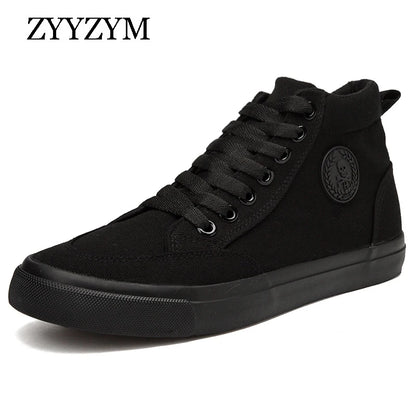 Sko menn Spring Autumn Lace-Up High Top Style Men Vulcanize Shoes Fashion Flats Youth Men Canvas Shoes Sneakers