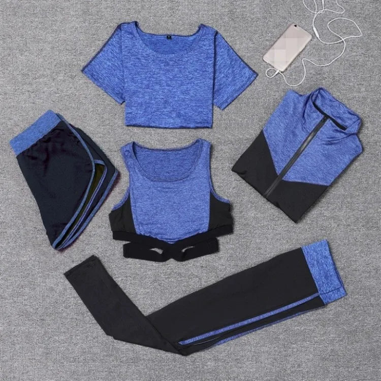 5pcs Training Womens Tracksuits Breathable Gym Wear Elastic Slim Quick Dry Compression Suit Outdoor Fitness Woman Sport Clothes
