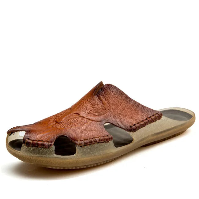 Mixidelai nova kakovostna usnja usnja nedrseči moški moški na plaži sandali udobni poletni čevlji moški copati klasika moški flip flops