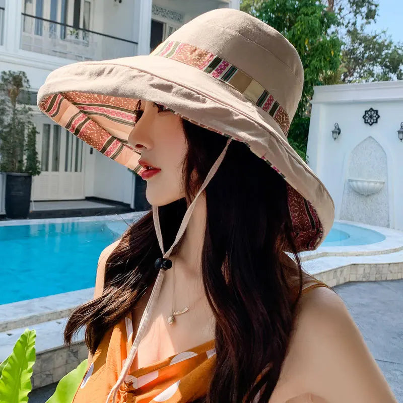 S02 Bucket Hat Summer Women's Sun Hat Version av den stora Brim Fisherman Hat Foldbar dubbelsidig Sun Protection Fashion Panama