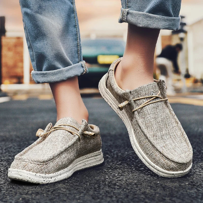 Stor størrelse udendørs mænds afslappet denim lærred sko vulkanisere sko mode luksus stil designer åndbare mænd sneakers loafers