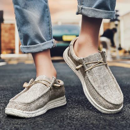 Stor størrelse udendørs mænds afslappet denim lærred sko vulkanisere sko mode luksus stil designer åndbare mænd sneakers loafers