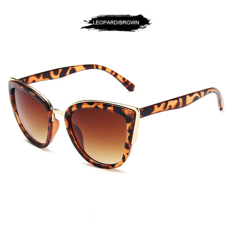 Classic Cateye Women Sunglasses Vintage Anti-glare Sun Glasses Female Fashion Leopard Driving Travelling Shades UV400