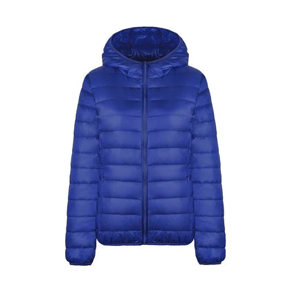 Hoody Duck Down -takki Naiset muoti puffer takki syksy vetoketju ultra kevyt lämmin takki naaras kannettava xxxl alas takki talvi