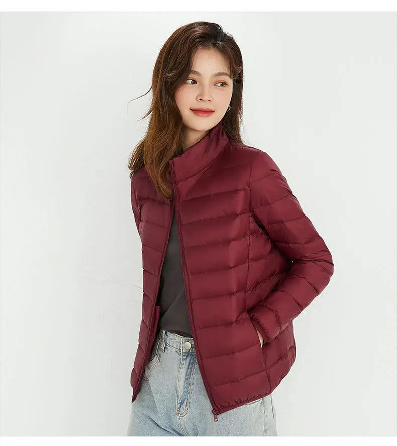 Woman High Quality Ultra Light 90% White Duck Down Jackets Women Long Sleeve Parkas Soft Fabric Short Tops Coat Windbreaker 4XL
