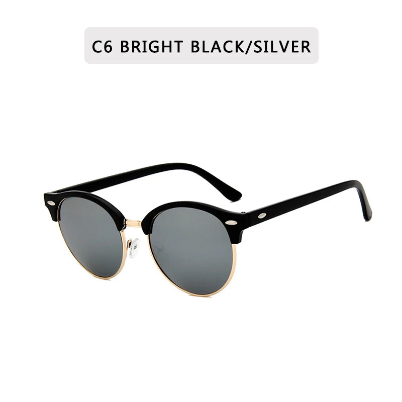 Retro Semi Rimless  Sunglasses Men Women Brand Designer Half Frame Sun Glasses Classic Vintage Oculos De Sol UV400