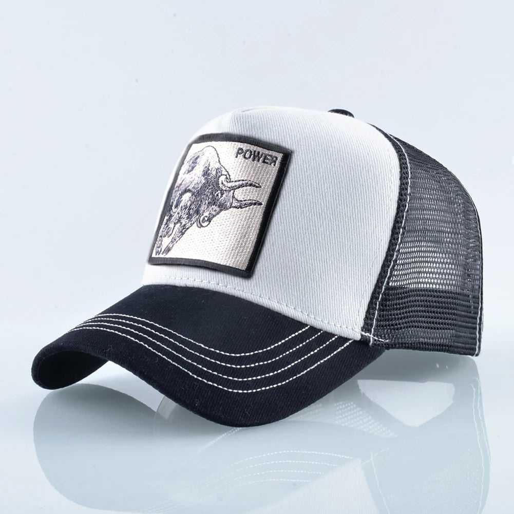 K Baseball Caps Men Snapback Hip Hop Trucker Cap With Embroidery Bull Patch Four Seasons Breathable Mesh Trucker Hat For Women