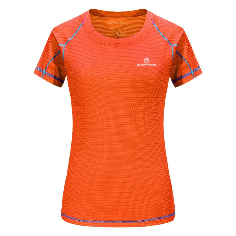 Queshark žene brzo suhi sport kratki rukavi za trčanje majice prozračne vitke vrhove joge majice majice fitness teretana majice za vježbanje