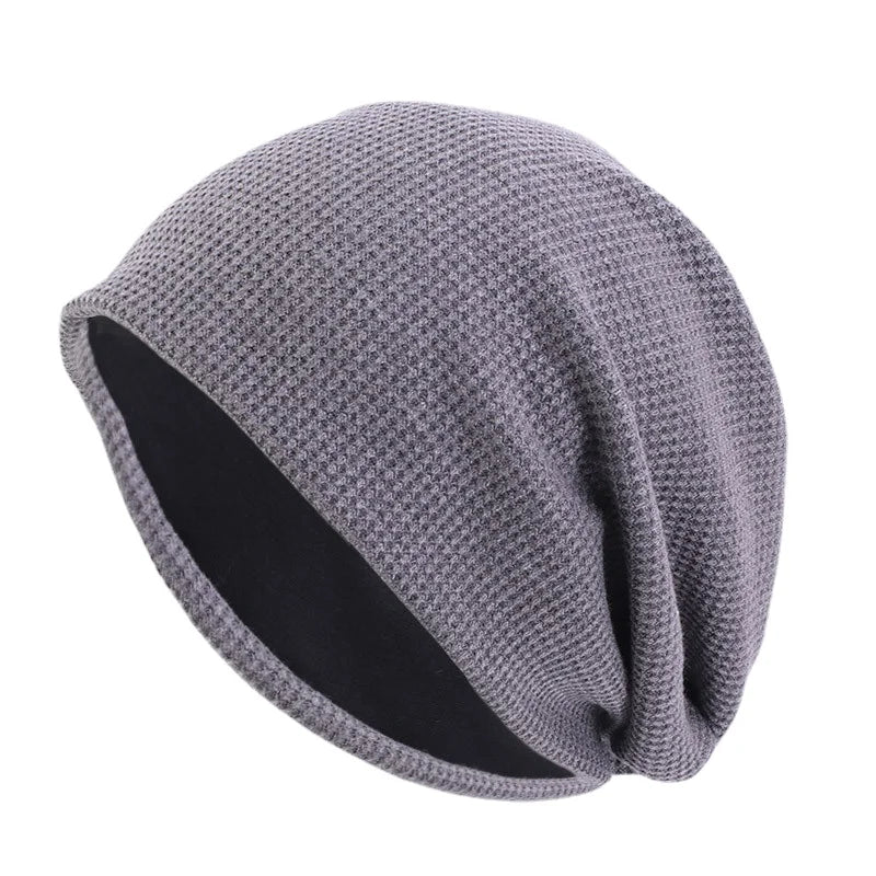 Double Fabric Cotton waffle pattern Autumn Early Winter Skullies & Beanies