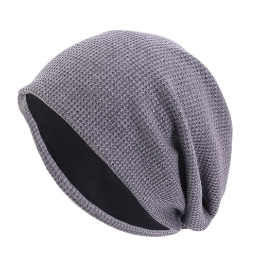 Double Fabric Cotton waffle pattern Autumn Early Winter Skullies & Beanies