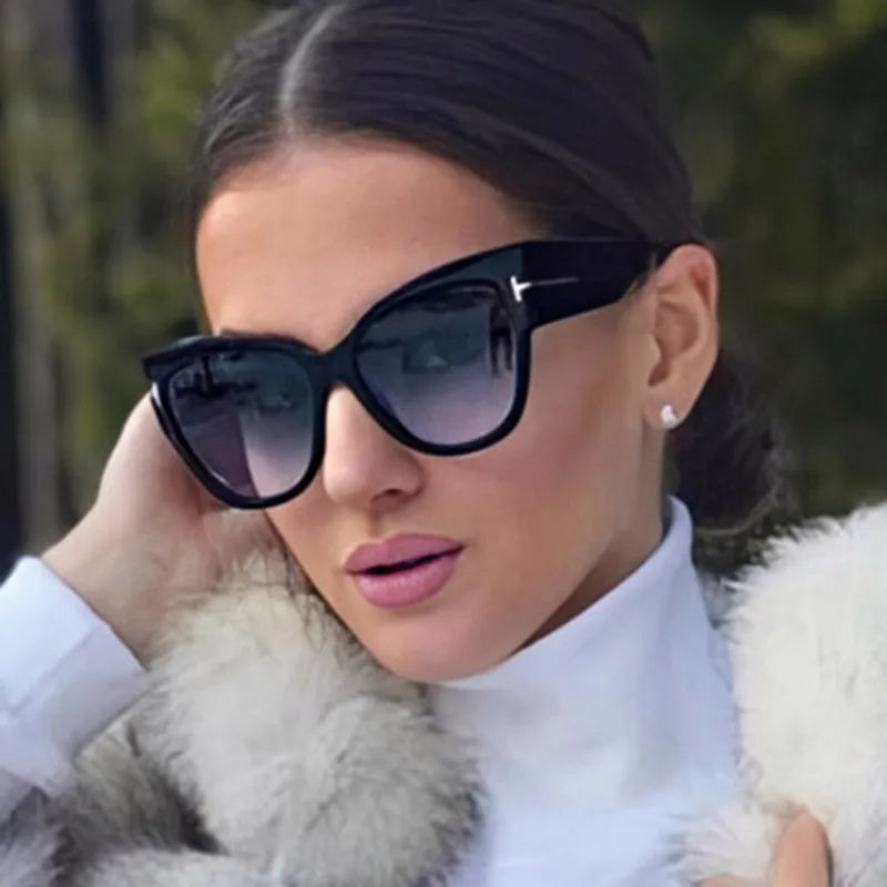 Women Sunglasses  New Fashion Brand Designer Cat Eye Female Gradient Points Sun Glasses Big Oculos Feminino De Sol UV400