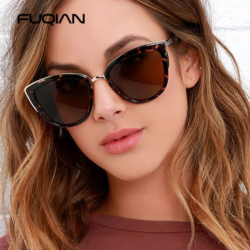 Classic Cateye Women Sunglasses Vintage Anti-glare Sun Glasses Female Fashion Leopard Driving Travelling Shades UV400