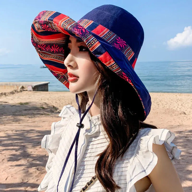 S02 Bucket Hat Summer Women's Sun Hat Version av den stora Brim Fisherman Hat Foldbar dubbelsidig Sun Protection Fashion Panama