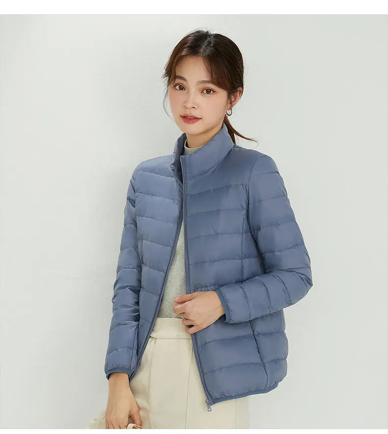 Woman High Quality Ultra Light 90% White Duck Down Jackets Women Long Sleeve Parkas Soft Fabric Short Tops Coat Windbreaker 4XL