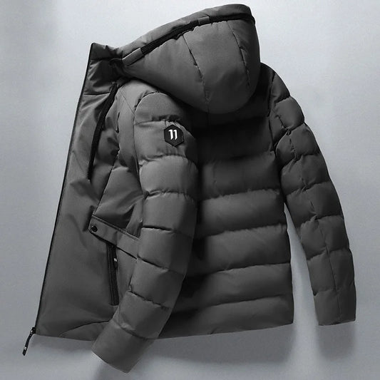 Mens Winter Hooded Jacket Cotton Padded Parka Coat Men's New Fashion Down Cotton Jacket Korean Style Casual Mens Overcoat