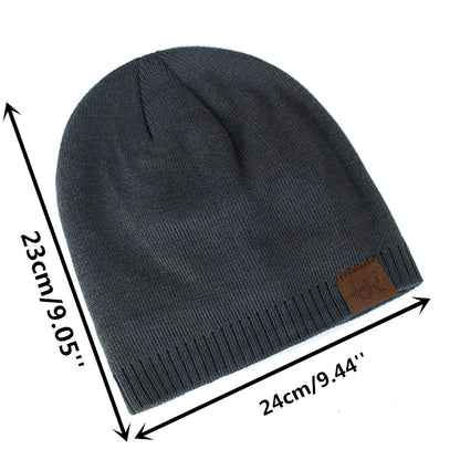 Unisex brýnni labal vetrarhúfur Solid litur prjónaðir hattar fyrir karla og konur Beanie Cap Outdoor Bæta við skinnfóðri hlýjar íþróttahúfur