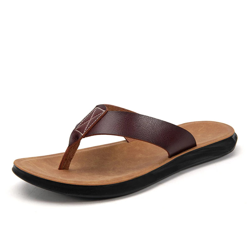 Summer Men Flip Flip Flops Kapciety skórzane światło wygodne plażowe mieszkania w pomieszczenia na zewnątrz męskie flop flip flop chanclas hombre pian