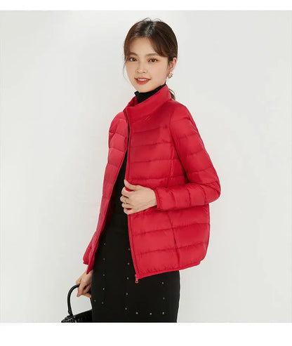 Woman High Quality Ultra Light 90% White Duck Down Jackets Women Long Sleeve Parkas Soft Fabric Short Tops Coat Windbreaker 4XL