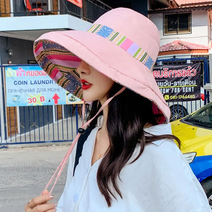 S02 Bucket Hat Summer Women's Sun Hat Version av den stora Brim Fisherman Hat Foldbar dubbelsidig Sun Protection Fashion Panama