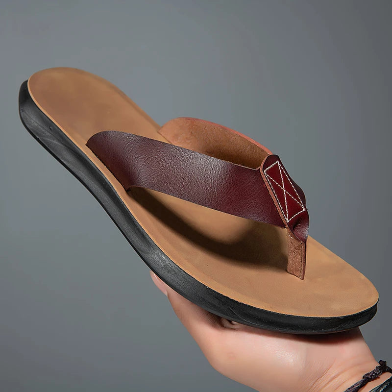 Summer Men Flip Flip Flops Kapciety skórzane światło wygodne plażowe mieszkania w pomieszczenia na zewnątrz męskie flop flip flop chanclas hombre pian