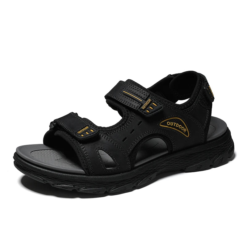 Classic Men's Sandals Summer Genuine Leather Beach Sandals Fashion Men's Casual Shoes Wading Sandals Outdoor Sneakers Plus Size