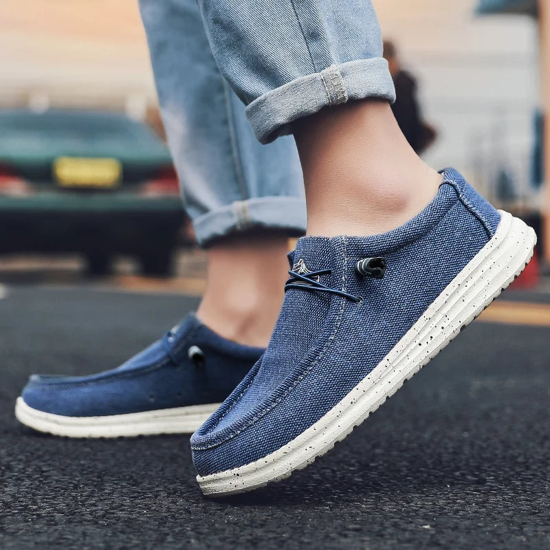 Stor størrelse udendørs mænds afslappet denim lærred sko vulkanisere sko mode luksus stil designer åndbare mænd sneakers loafers