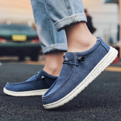 Stor størrelse udendørs mænds afslappet denim lærred sko vulkanisere sko mode luksus stil designer åndbare mænd sneakers loafers
