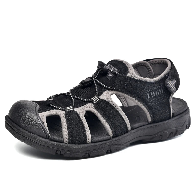 Casual Men Outdoor Sandals Summer Breathable Flat Sole Beach Shoes Comfort Soft Walking Hiking Sandals Athletic Male Shoes 2020