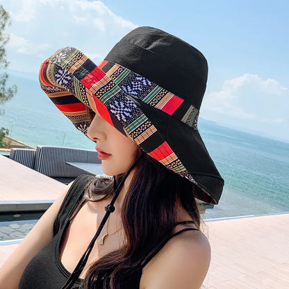 S02 Bucket Hat Summer Women's Sun Hat Version av den stora Brim Fisherman Hat Foldbar dubbelsidig Sun Protection Fashion Panama