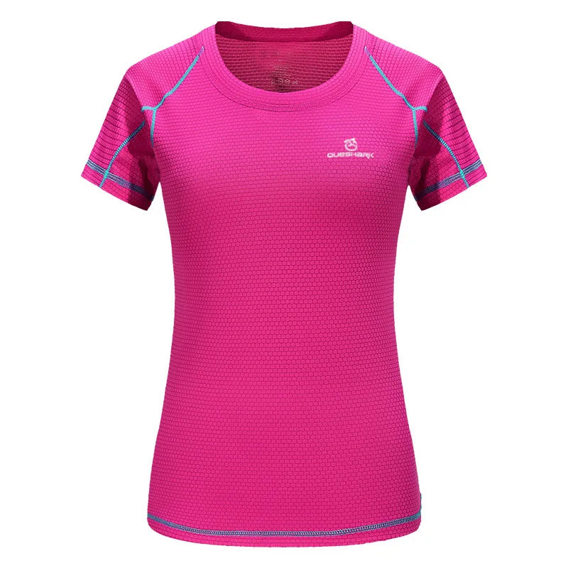 Queshark žene brzo suhi sport kratki rukavi za trčanje majice prozračne vitke vrhove joge majice majice fitness teretana majice za vježbanje