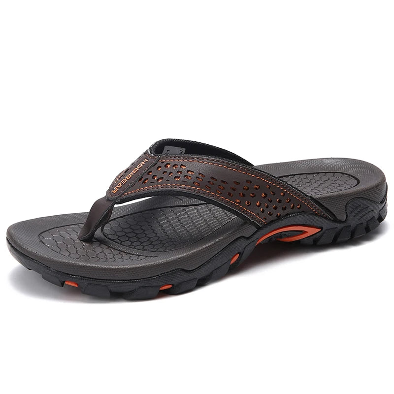 بالإضافة إلى الحجم الكبير 49 50 51 52 Flip Flips Slippers Pu Leather Beach Shoes TPR خارجيًا