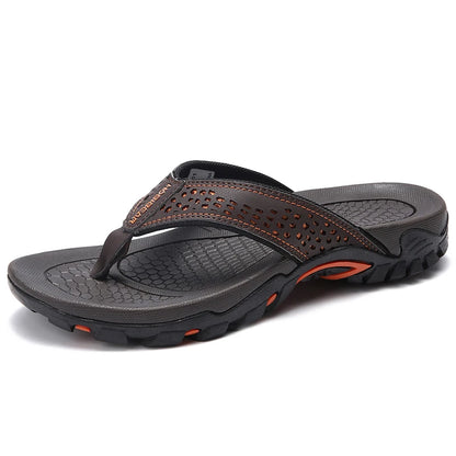 بالإضافة إلى الحجم الكبير 49 50 51 52 Flip Flips Slippers Pu Leather Beach Shoes TPR خارجيًا