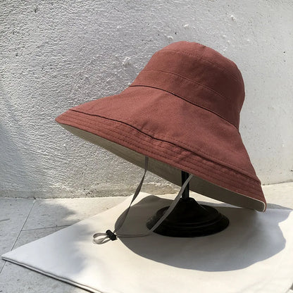 K22 Bucket Hat Fashion All-match Women's Panama Summer Hat Big Brim Sun Hat Double-Sided Fisherman Hat Sun Protection Sun Visor
