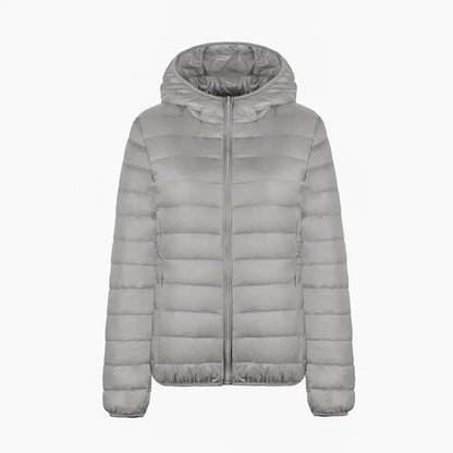 Hoody Duck Down -takki Naiset muoti puffer takki syksy vetoketju ultra kevyt lämmin takki naaras kannettava xxxl alas takki talvi