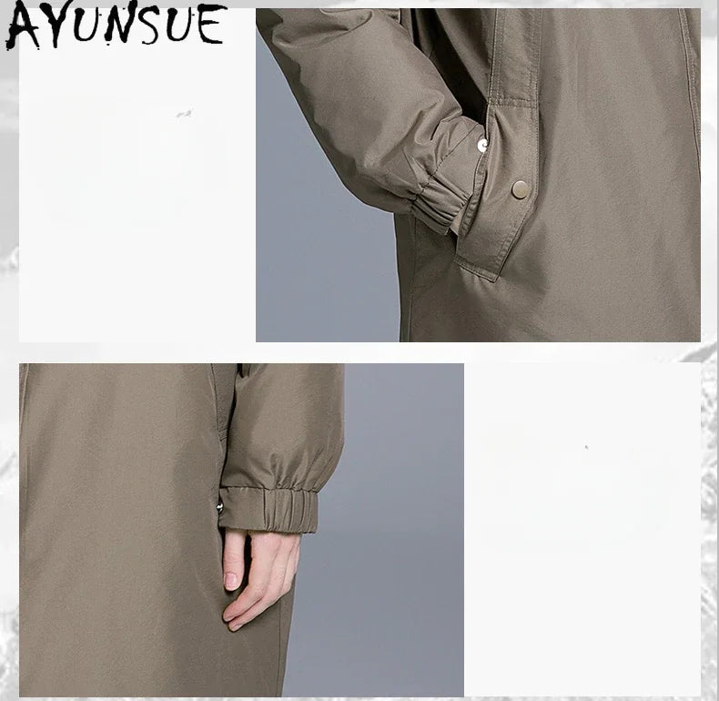 AYUNSUE White Duck Down Puffer Jacket Women Clothing 2024 Long Down Coats New in Outerwears Winter Windproof and Warm Coat Парки