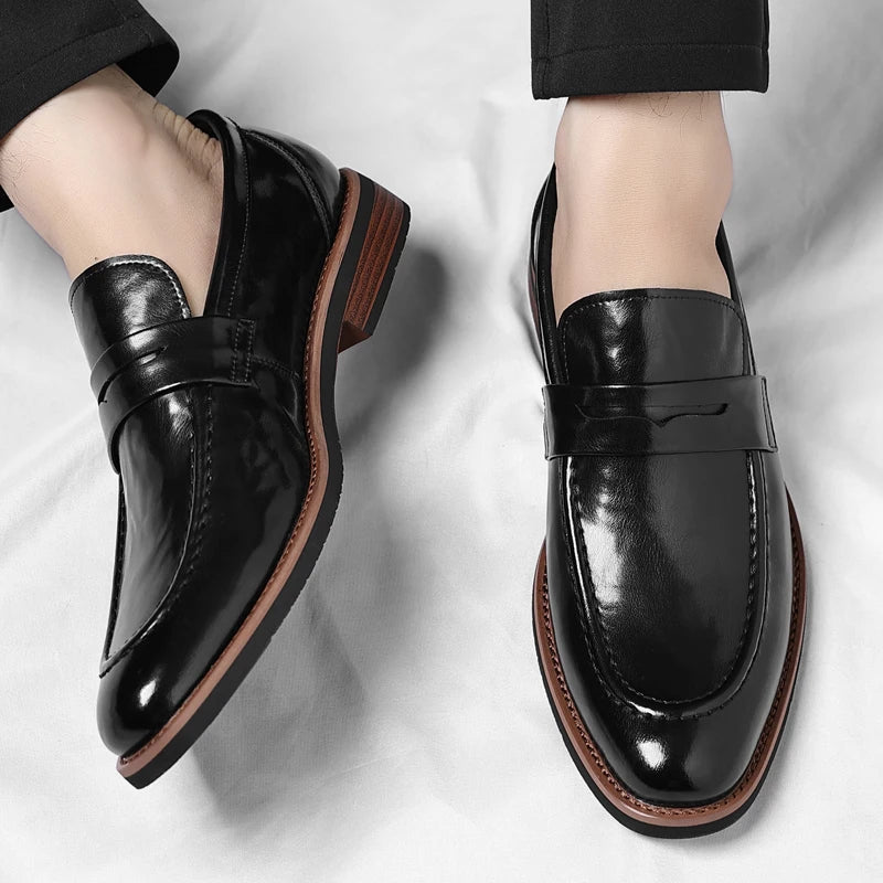Høy kvalitet ekte skinnforretning casual sko mote komfortable myke loafers store størrelser 37-48 herre elegante festsko