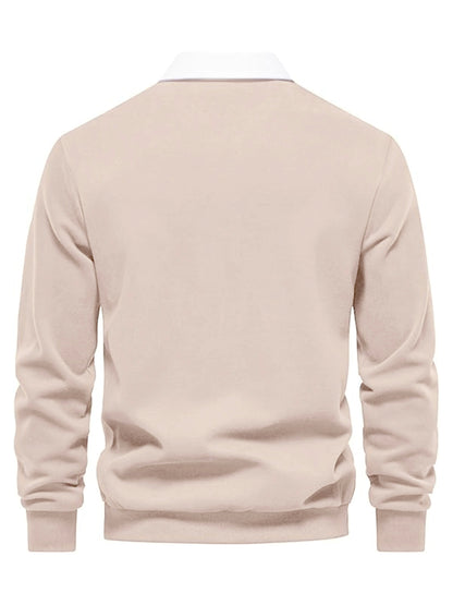 Vor- og haust tískuflapp karla, pullover, solid litur hnappur karla fatnaður, úti sweatshirt karla