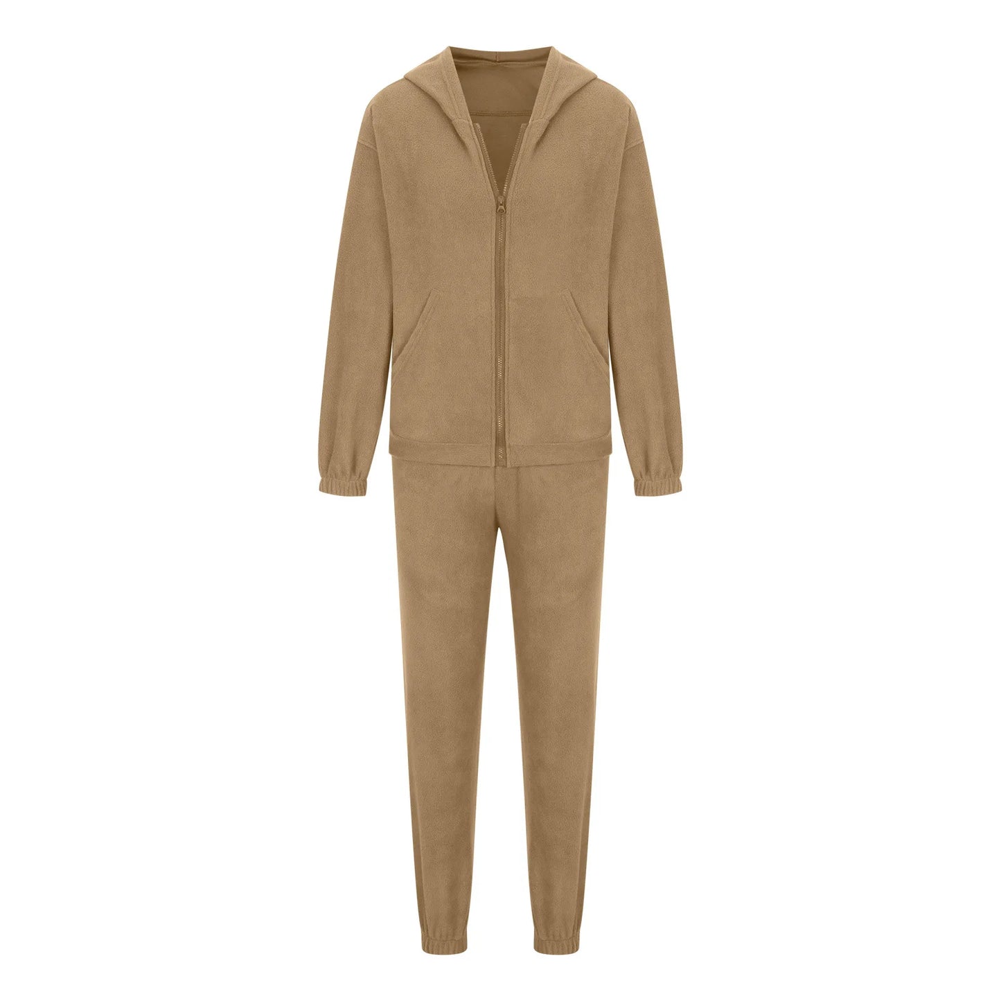 Frjálslegur konur Polar Fleece Hoodie Two Piece Sets Fashi