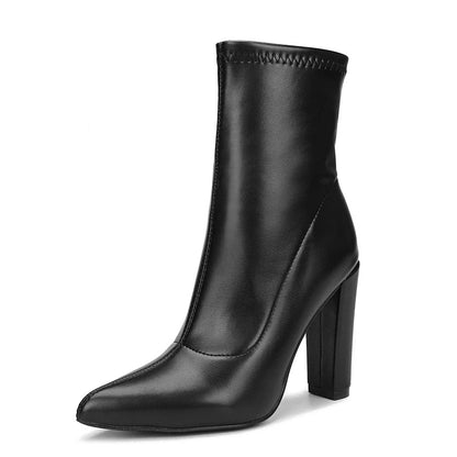 Red Ankle Boots For Women 2025 Spring New Side Zip Pointy Toe Shoes British Style Lady Short Boots Woman 10CM Leather High Heels