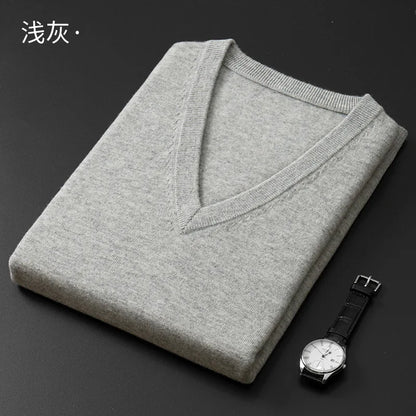 Cashmere Cotton Blend Classic V-Neck Pullover Men Sweater 2025 Autumn Winter Work Casual All-match Jumper Male Knitted Sweaters