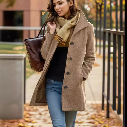 Versatile Vintage Medium-length Winter Coat Fashionable Street Style Parisian Chic Autumn/winter Wool Blend Jacket