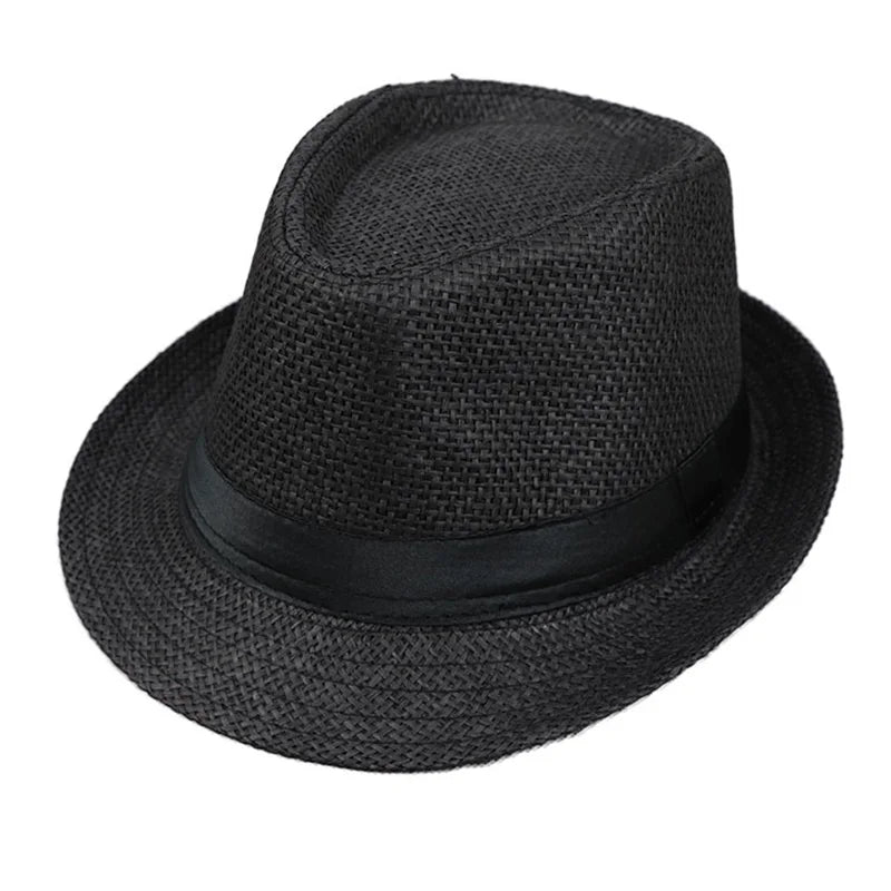 Primăvara Părinte Părinte Copil Straw Straw Cap Respirabil pentru bărbați pentru bărbați pentru bărbați Proteză Solut Panglică Decorare Sunshade Jazz Top Sun Hat F58