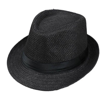 Primăvara Părinte Părinte Copil Straw Straw Cap Respirabil pentru bărbați pentru bărbați pentru bărbați Proteză Solut Panglică Decorare Sunshade Jazz Top Sun Hat F58