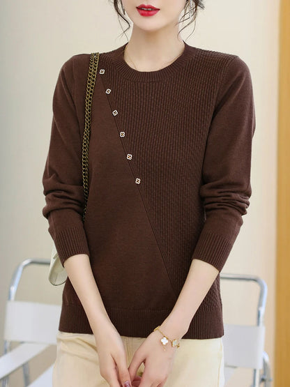 YISU College style Women Sweater O-Neck Knitted pullove long sleeves Female soft Jumper Casual solid color Women clothing